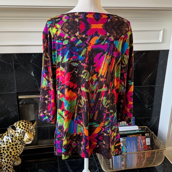 Peck & Peck Multicolor Abstract Tunic Asymmetrical Top ~ Sz XL - Picture 2 of 12